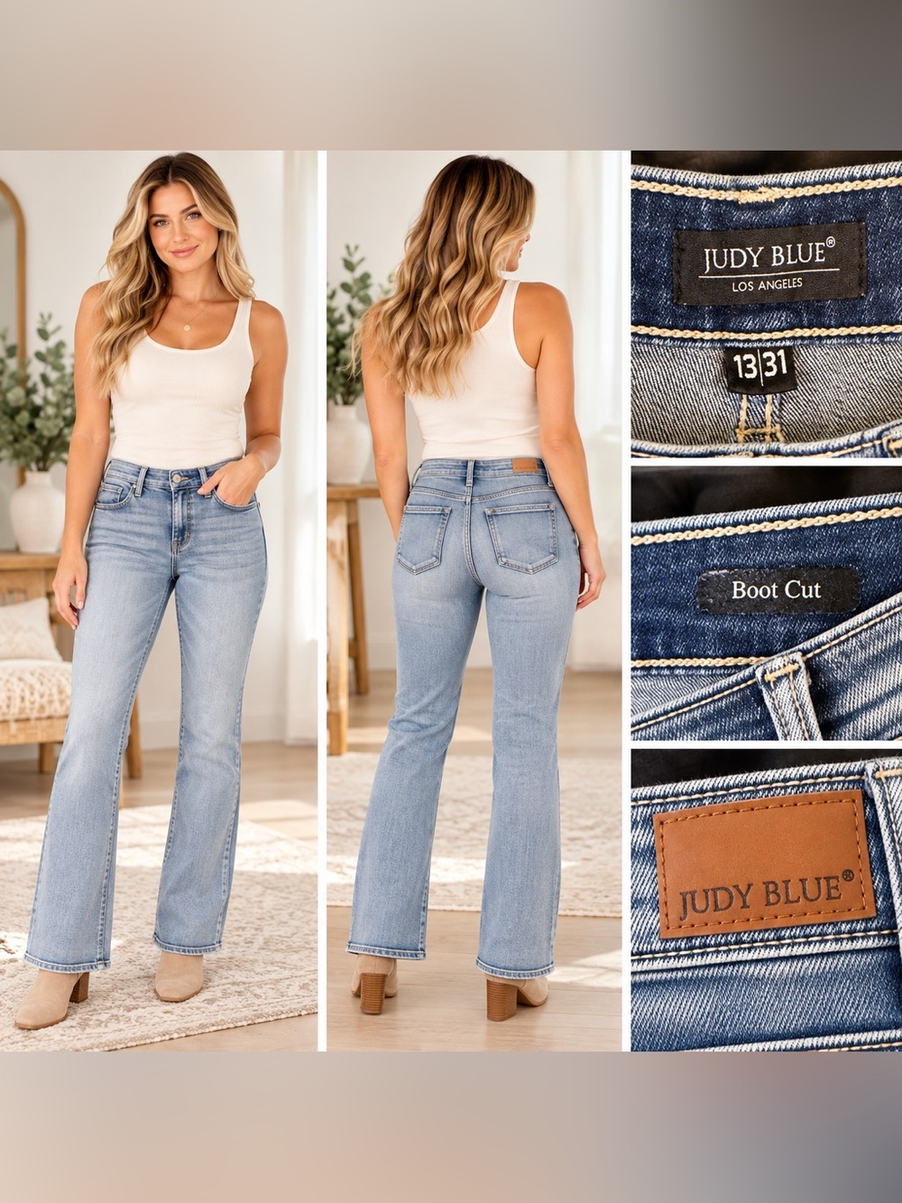Judy Blue Boot Cut Jeans Size 13/31 Light Wash Stretch Denim